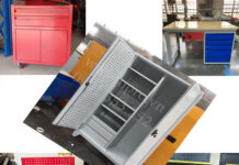 Tủ dụng cụ 2 cánh 2 ngăn 4 khay 2 khoang KT: W1000xD500xH1800mm