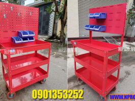 Xe đẩy 3 ngăn – Bảng treo khay nhựa KT: 738×570