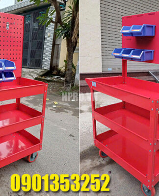 Xe đẩy 3 ngăn – Bảng treo khay nhựa KT: 738×570