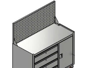 Tủ đồ nghề 4 ngăn khóa 1 cánh 2 khay có bảng treo dụng cụ 1.2mm