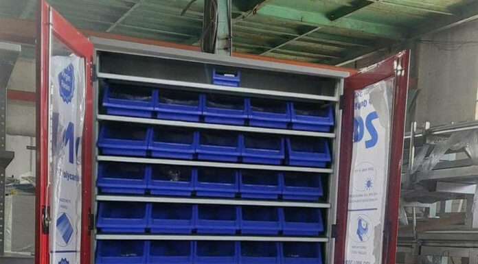 Tủ để khay nhựa 2 cánh KT:1150Wx500Dx1850Hmm